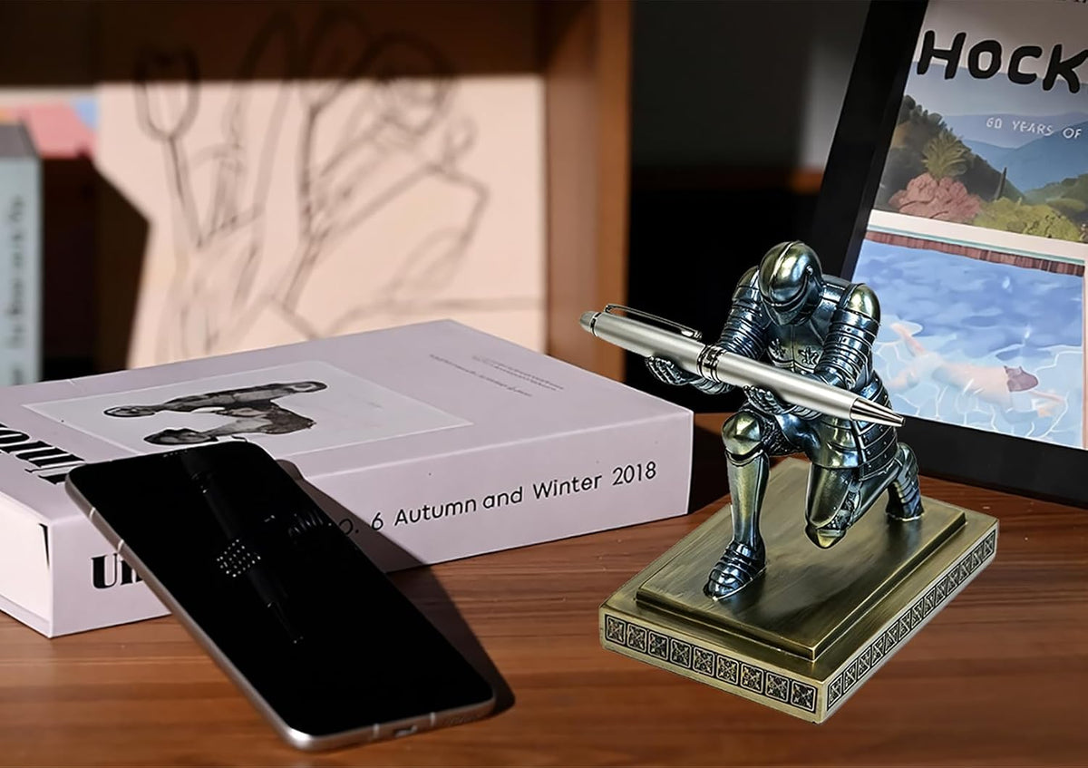 Soldier Executive Knight Pen Holder Personalized Desk Organizers Blue
