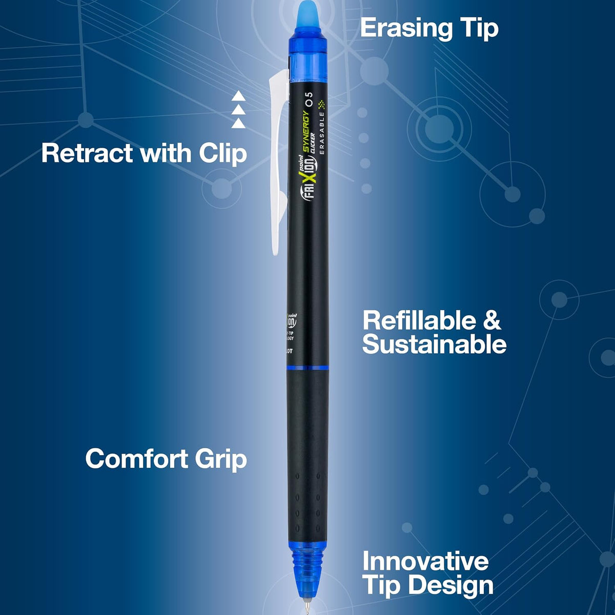 PILOT FriXion Synergy Retractable Clicker Erasable Gel Ink Pens, 0.5mm Extra ...