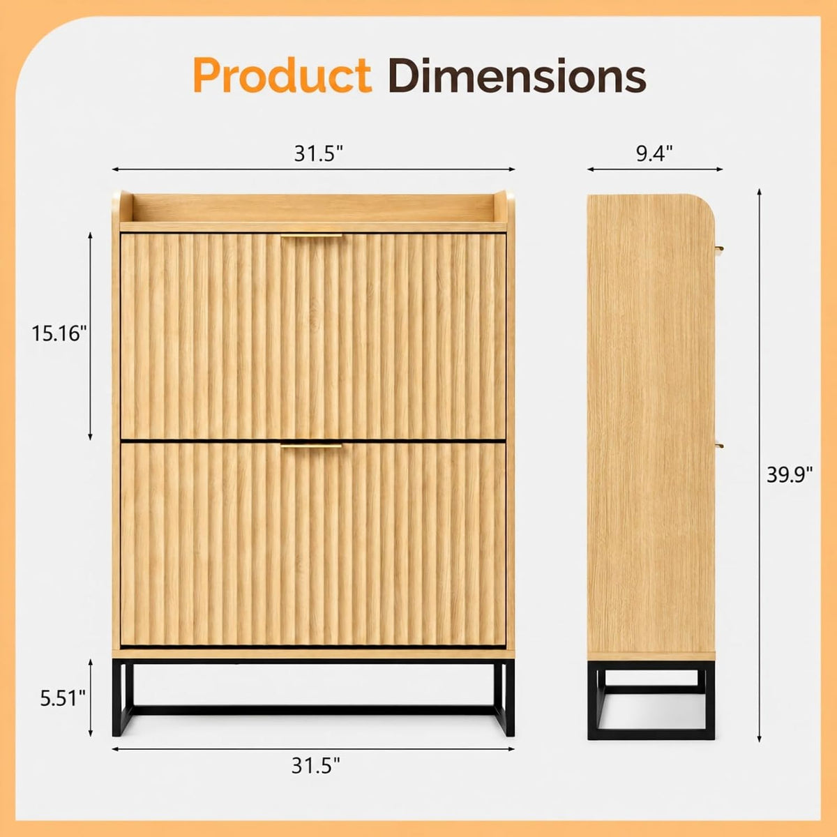 VINGLI Fluted Shoe Cabinet Storage for Entryway,Hidden Shoes Storage Cabinet ...