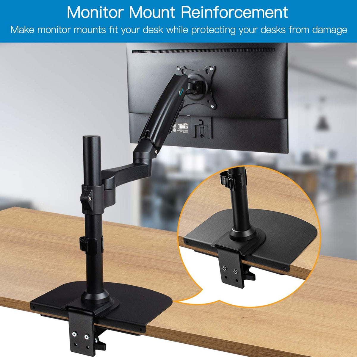 HUANUO Steel Monitor Mount Reinforcement Plate for Thin, Glass and Other Frag...