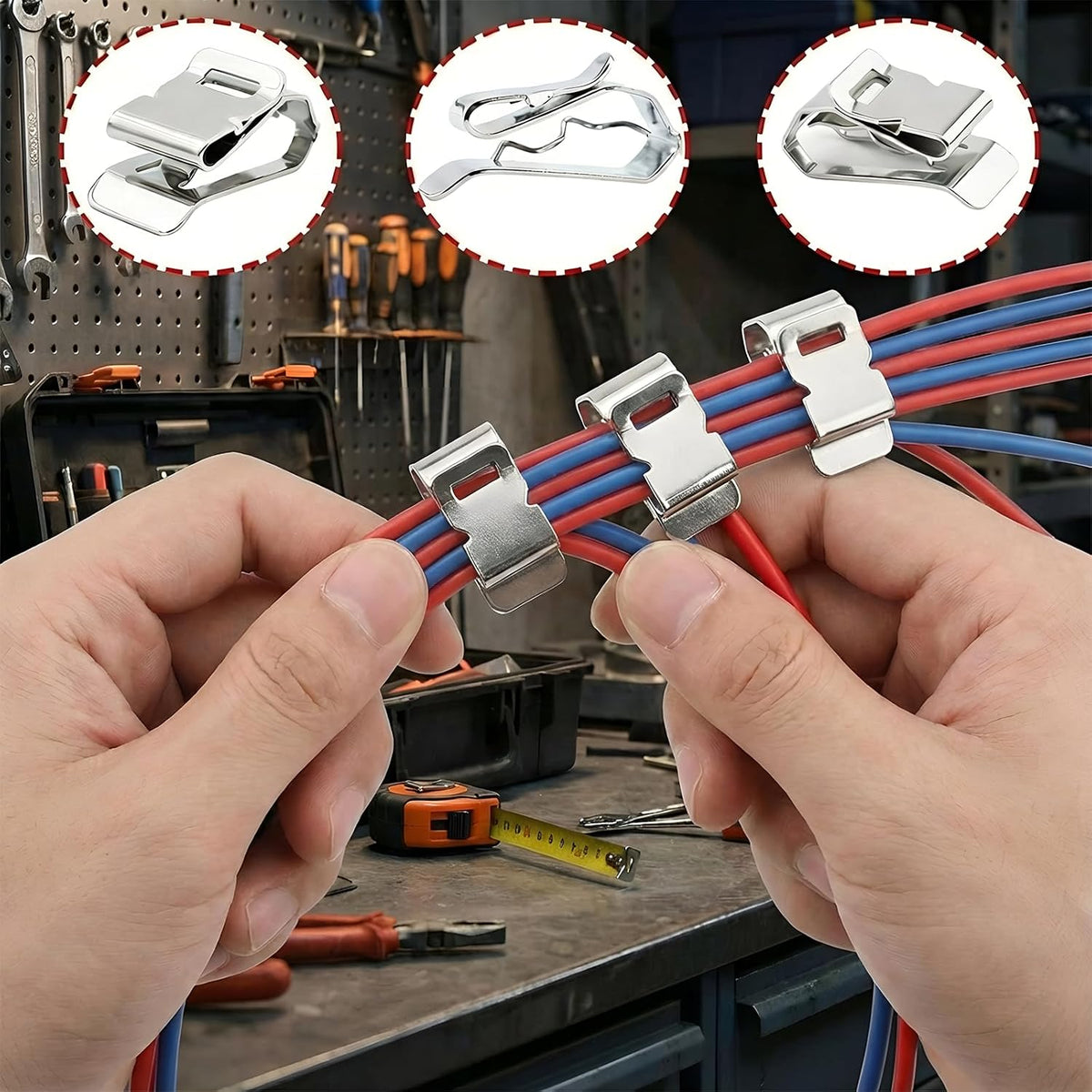500-PACK SUS304 Wire Cable Clips, S Wire Management Clips for (1) 12-Gauge US...