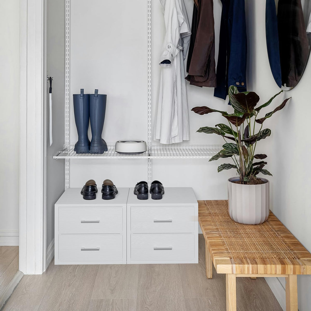 BOLUO Stackable Storage Drawers Closet Organizers and Storage Fabric White 2 ...