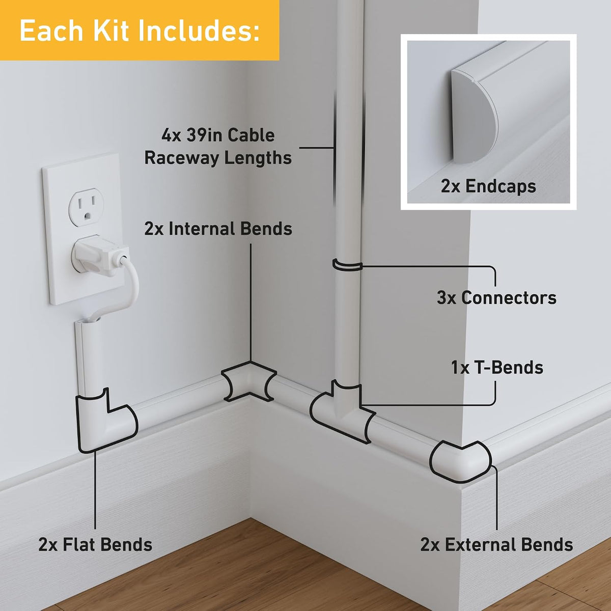 D-Line 13.12ft Cord Hider Kit, Patented Cable Cover, Hide Wires on Wall, Chan...
