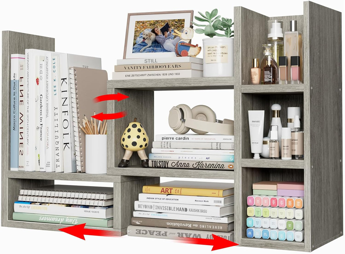 NUTIKAS Desk Shelves Desktop Organizer Shlef - Grey Office Organization for T...