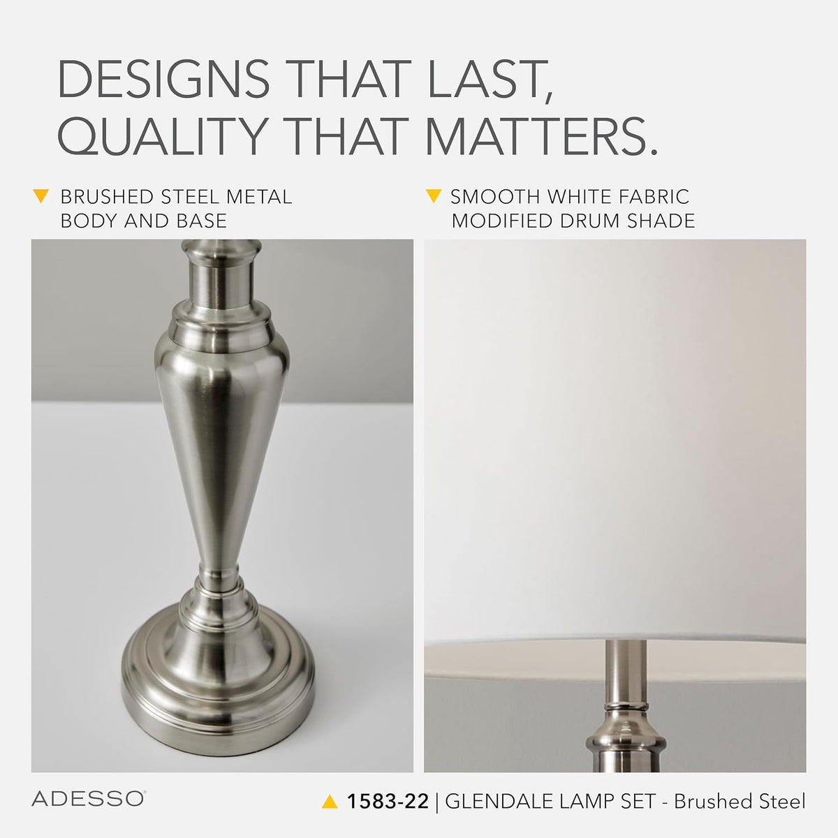 Adesso 3-Piece Lamp Set, Antique Brass & White, Table and Floor
