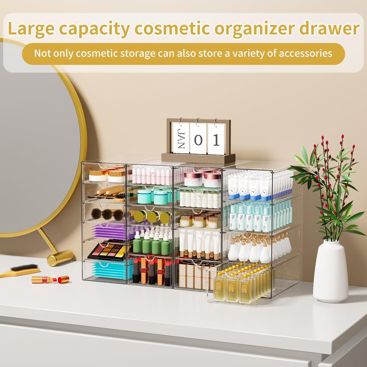 20 Drawers Acrylic Makeup Organizer, stackable Acrylic Storage Drawer