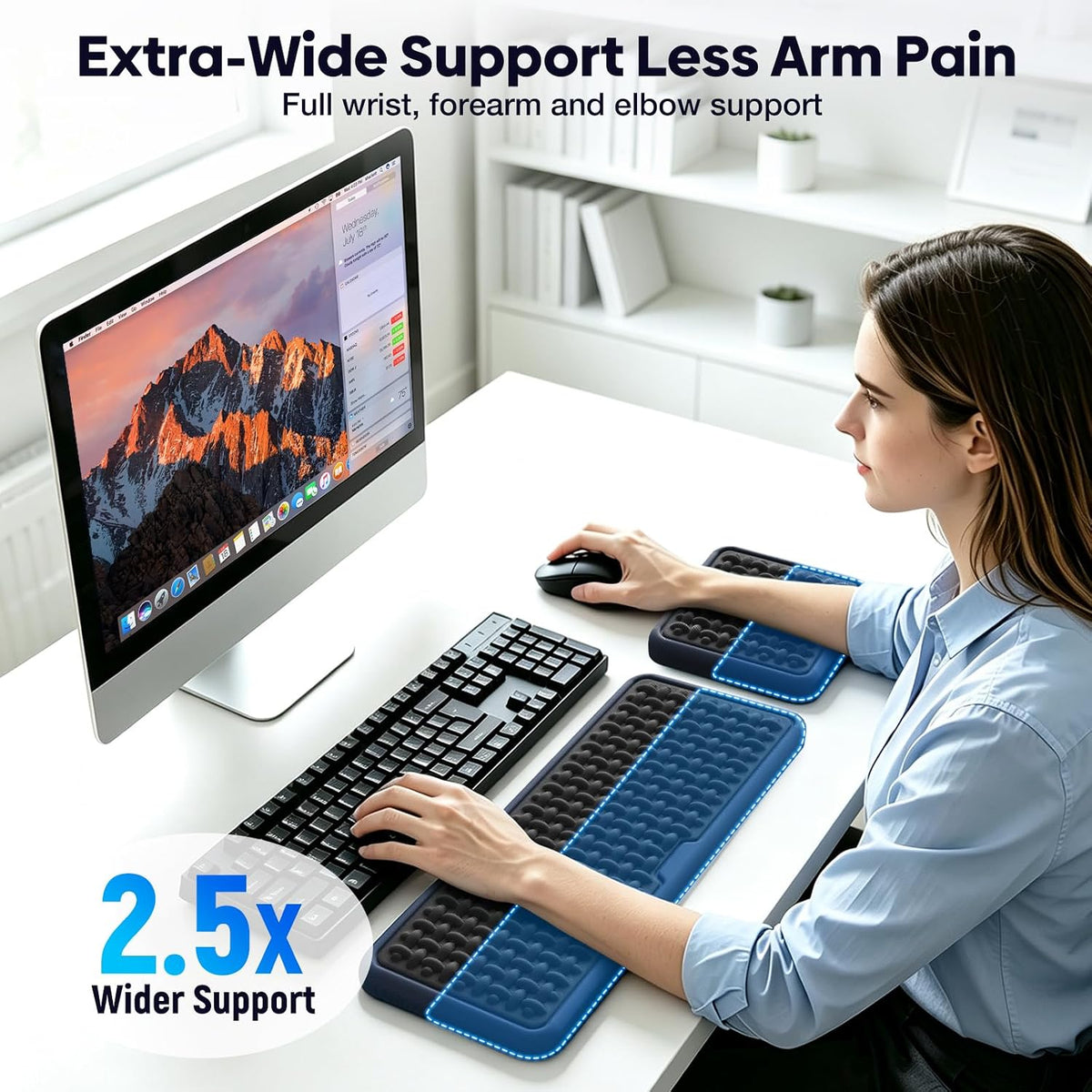 MEKASS Extra Large Wide Wrist Rest Set for Keyboard and Mouse, Ergonomic Memo...