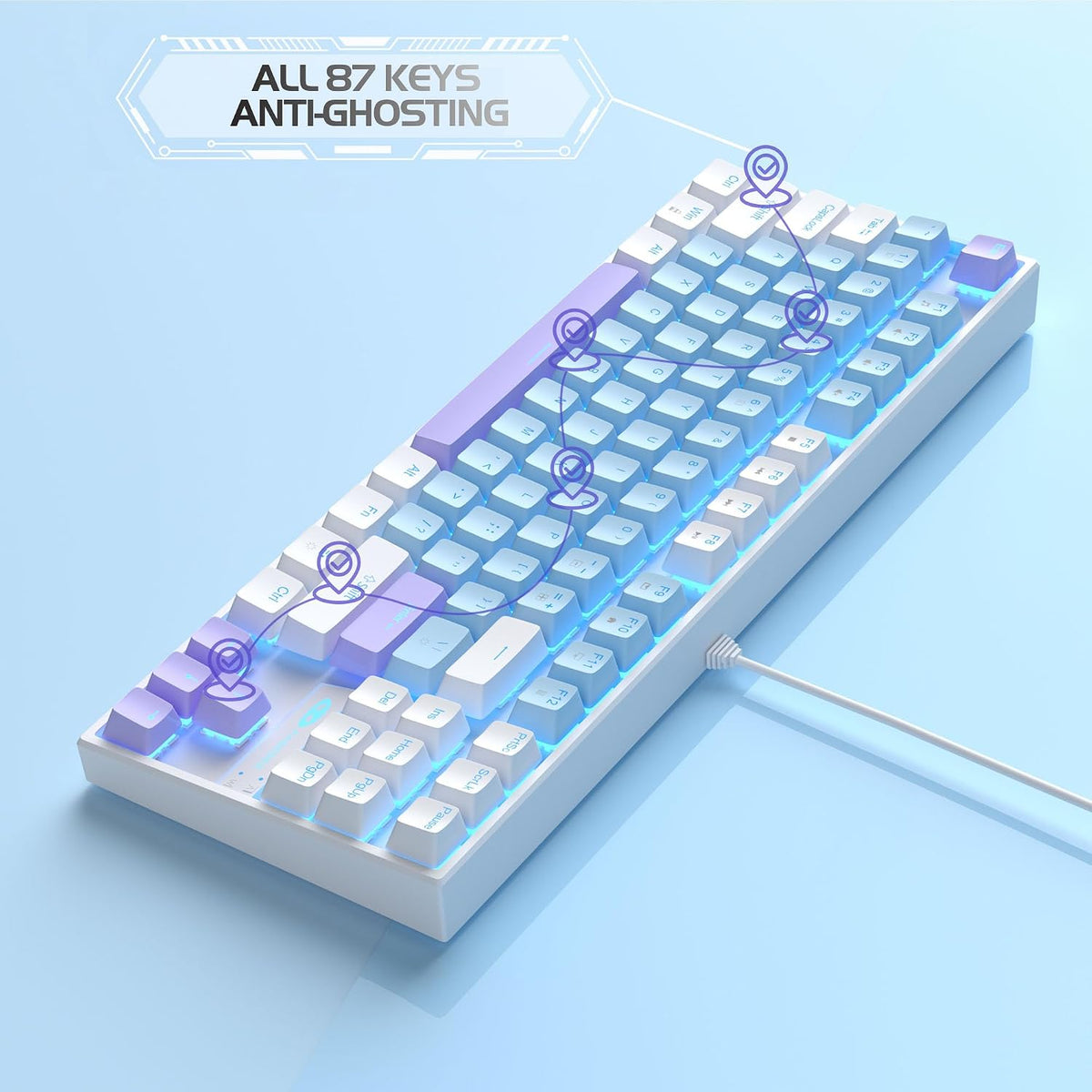 MageGee 75% Mechanical Gaming Keyboard, Blue Switch, LED Blue Backlit, 87 Key...