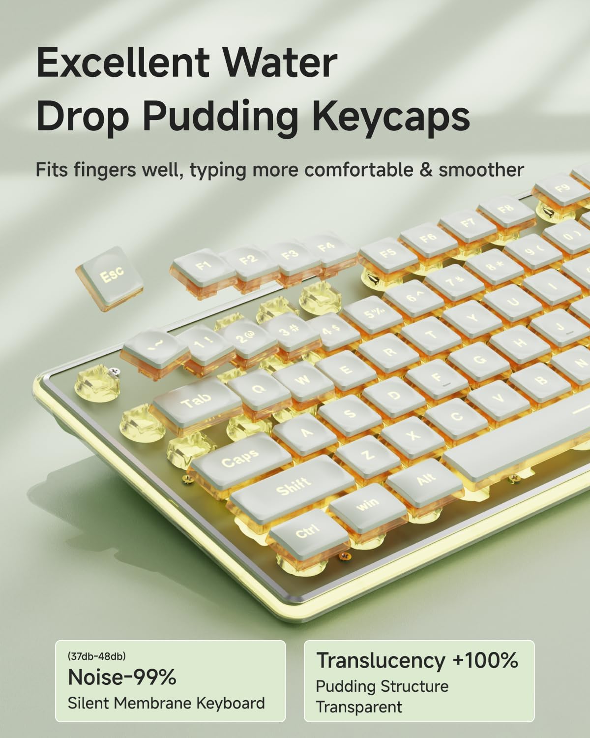 Wired Keyboard with Warm Backlit, Never Fade, Soft Click Typing, Green