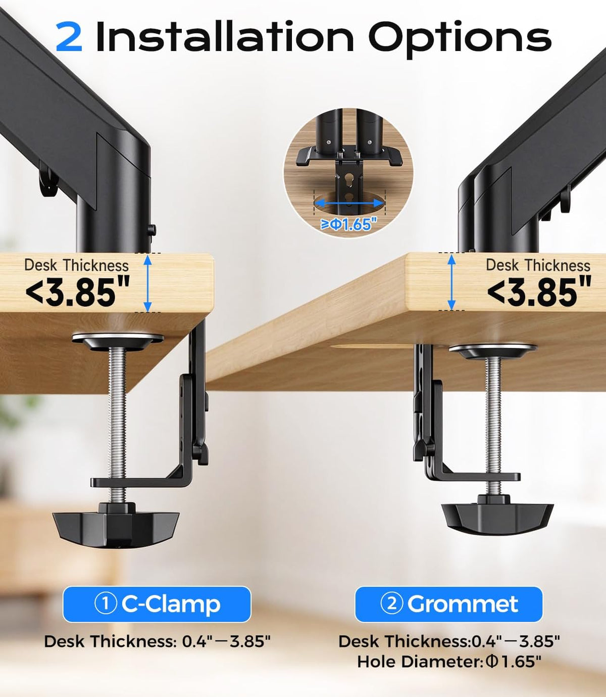 Pholiten Heavy Duty Dual Monitor Arm for 17-39" Screen, Up to 24lbs Each