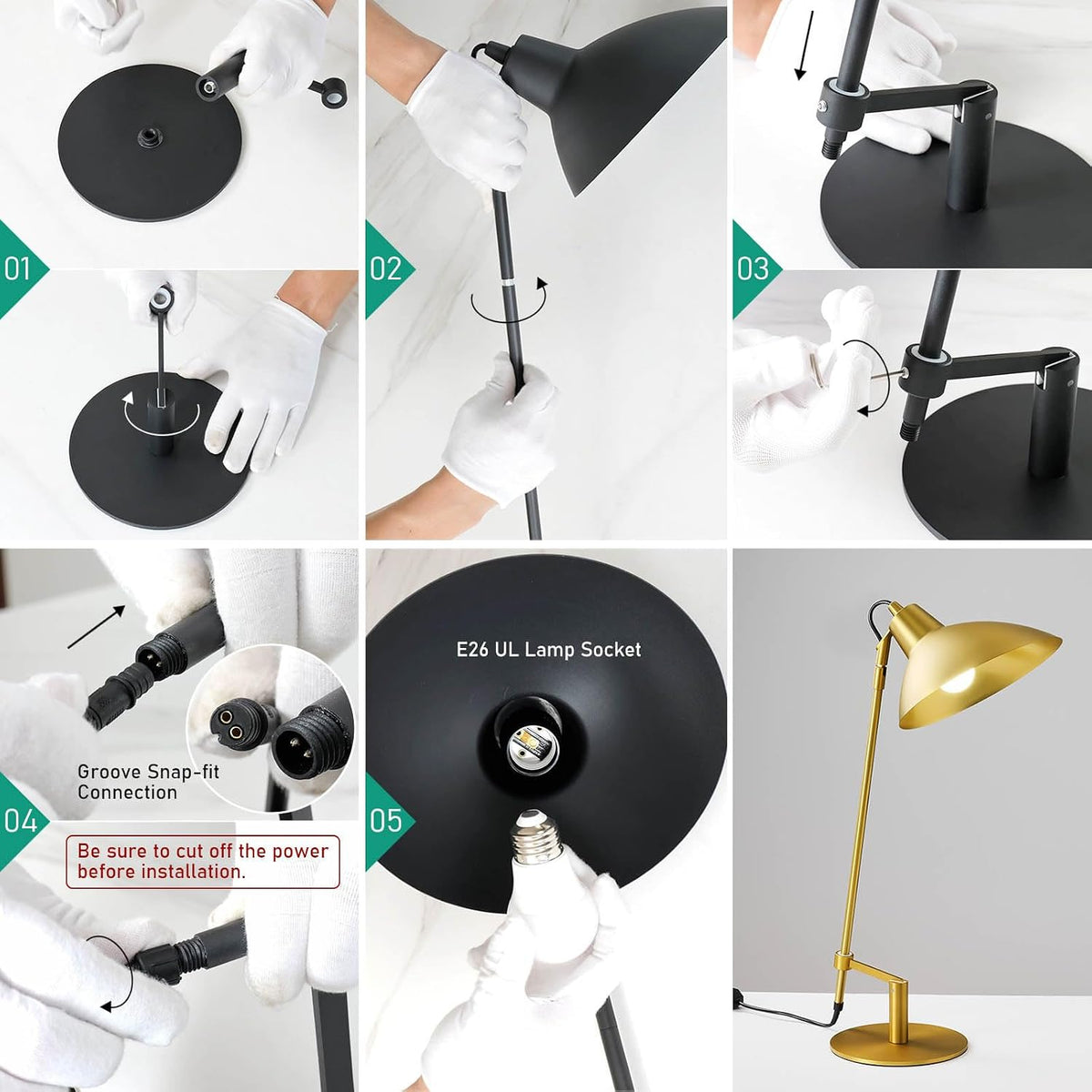 Desk Lamp Modern Industrial 100% Metal Adjustable Table Lamp 24", Natura...