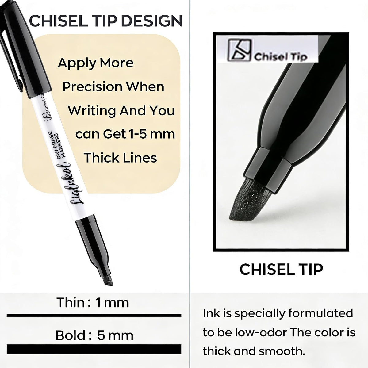 Dry Erase Markers Bulk, 144 Pack Black Whiteboard Markers, Chisel Point Low O...
