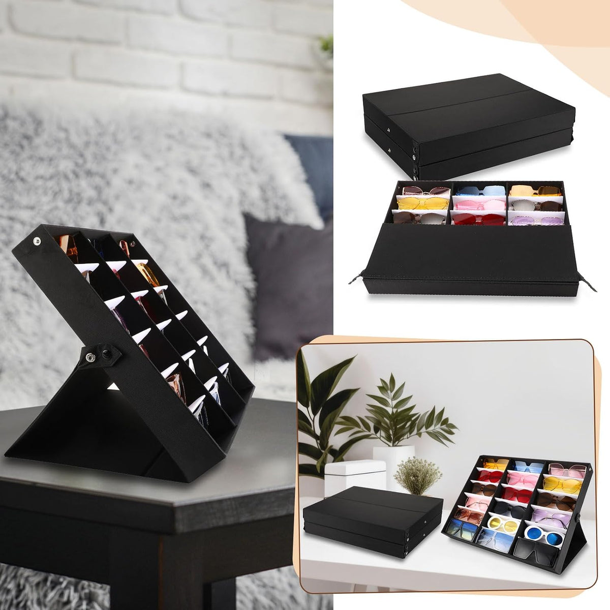 Soaoo 3 Pcs 18 Slot Sunglasses Organizer Storage Holder Eyeglasses Display Ca...