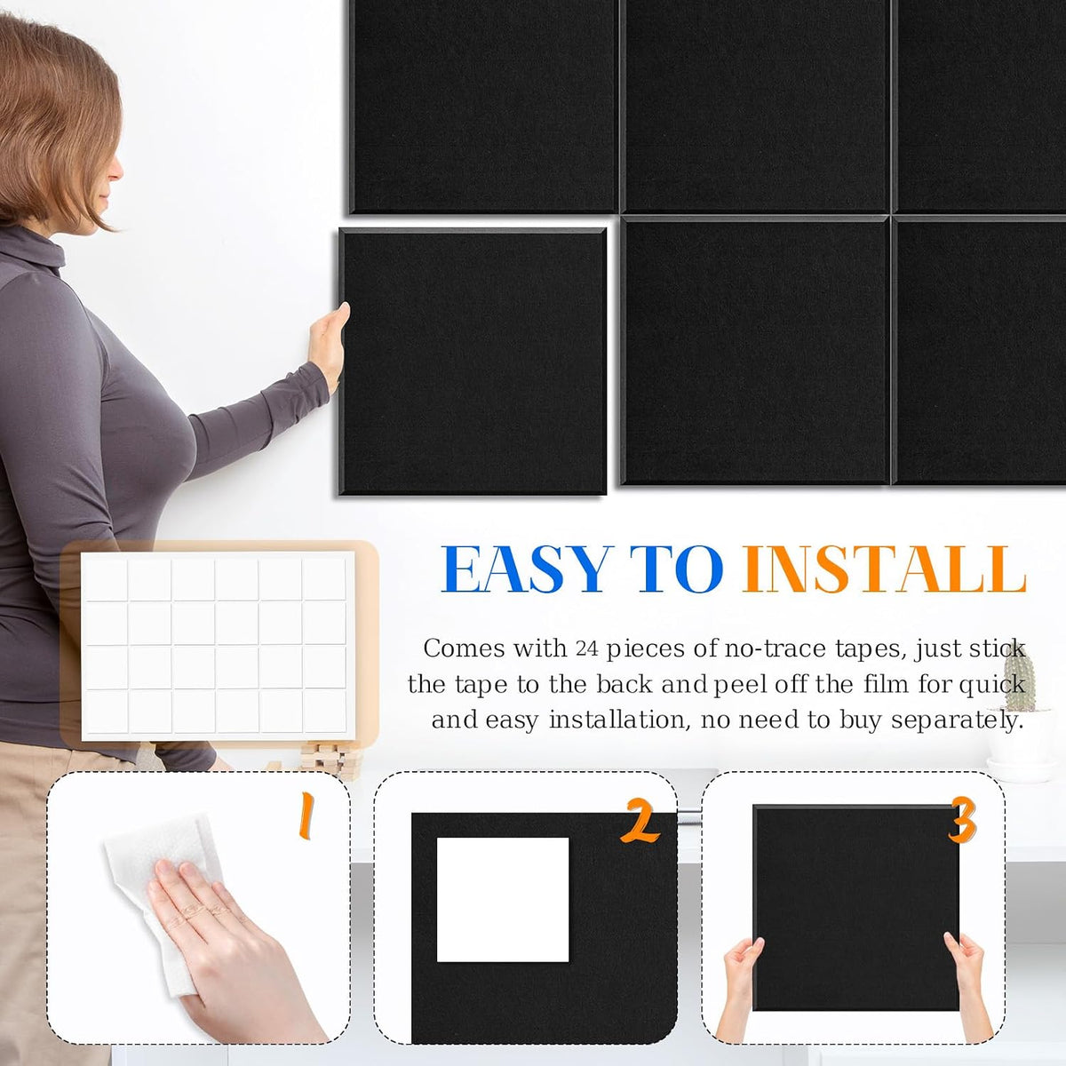 DOLLAR BOSS Felt Cork Board Tiles 48" x 36" Bulletin Board, 12 Pcs ...