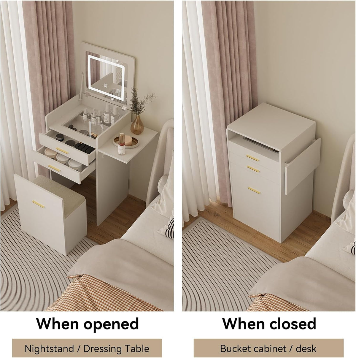 ARTETHYS Small White Makeup Vanity Desk with Flip-top Mirror for Bedroom
