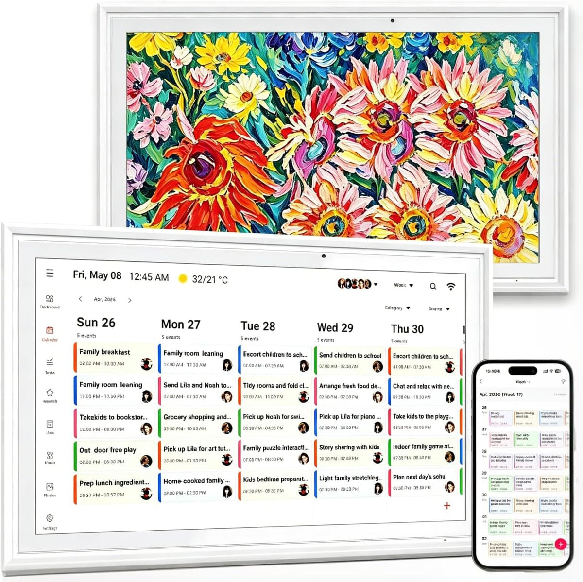 15.6 Inch Digital Calendar, Digital Calendar Wall Touch Screen, Electronic Ch...