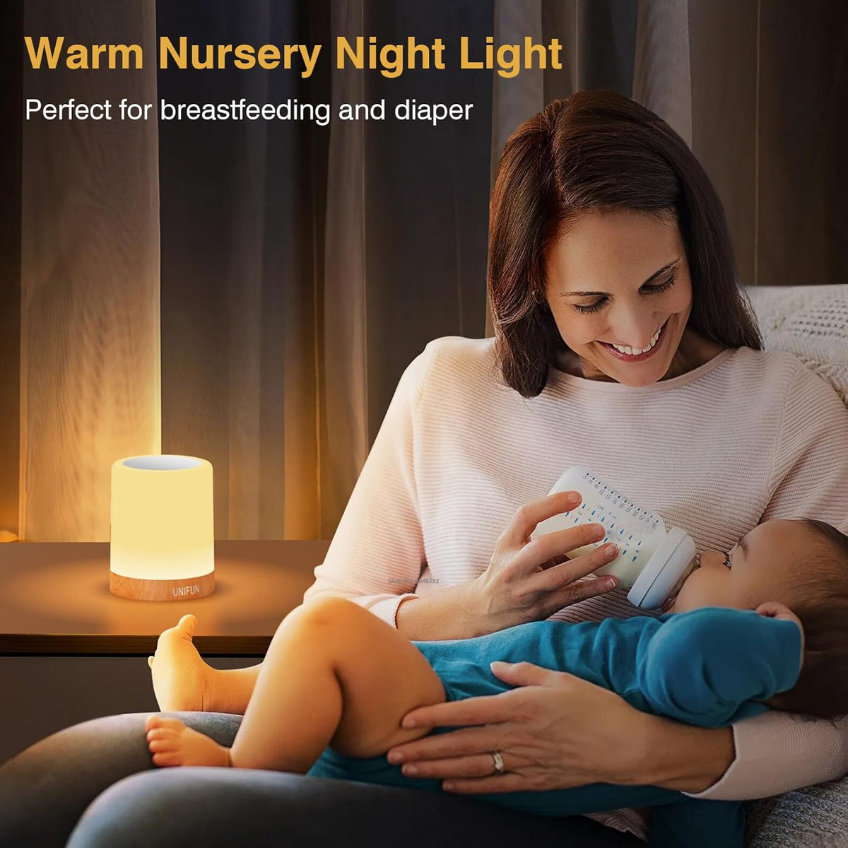 UNIFUN Bedside Touch Lamp Rechargeable Dimmable RGB LED Table Night Light (Pa...