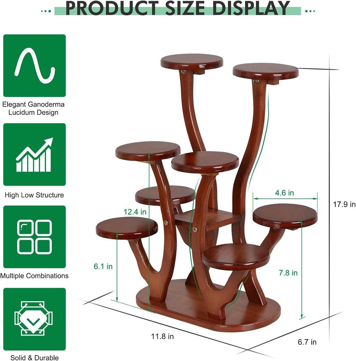 9 Tier Bamboo Plant Stand Indoor, Windowsill Small Succulent Shelf