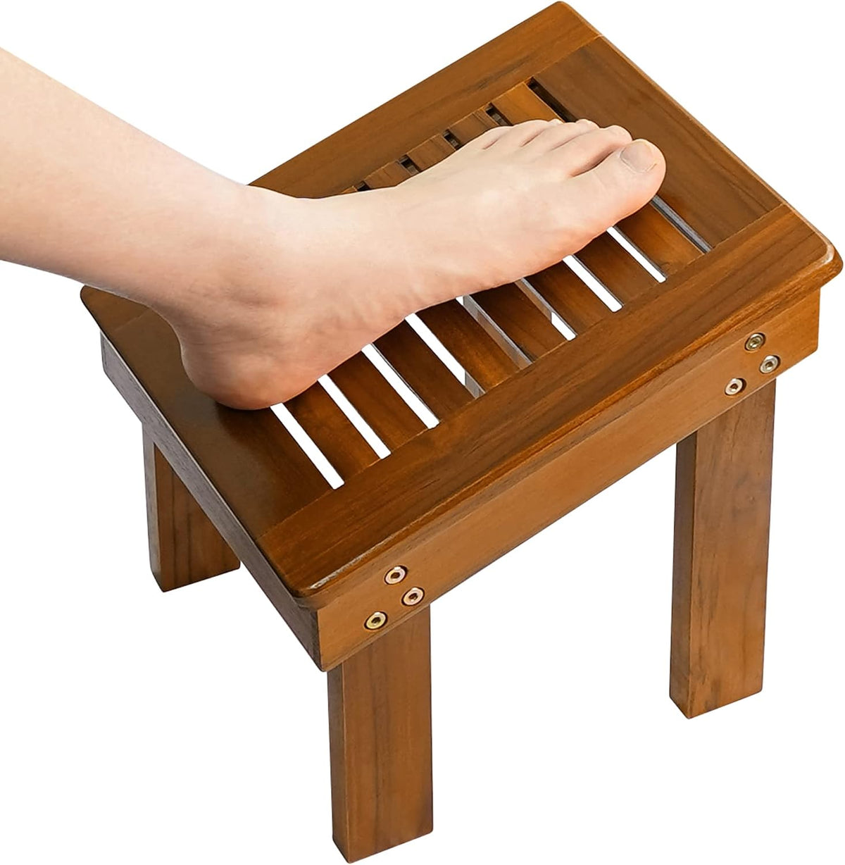 Utoplike Teak Shower Foot Stool for Shaving Legs, Bath Step Rest for Shave