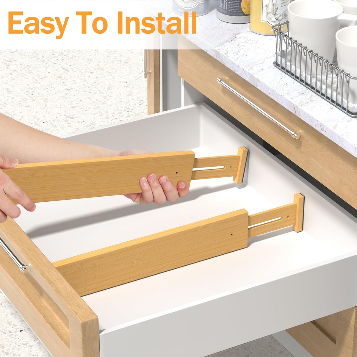 Bamboo Drawer Dividers Organizers, 2.56" High, 17"-21.8" Adjus...