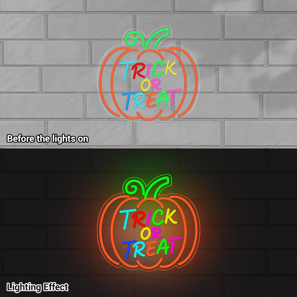 Halloween Neon Sign, Halloween Wall Decor Pumpkin Trick or Treat Neon Signs f...