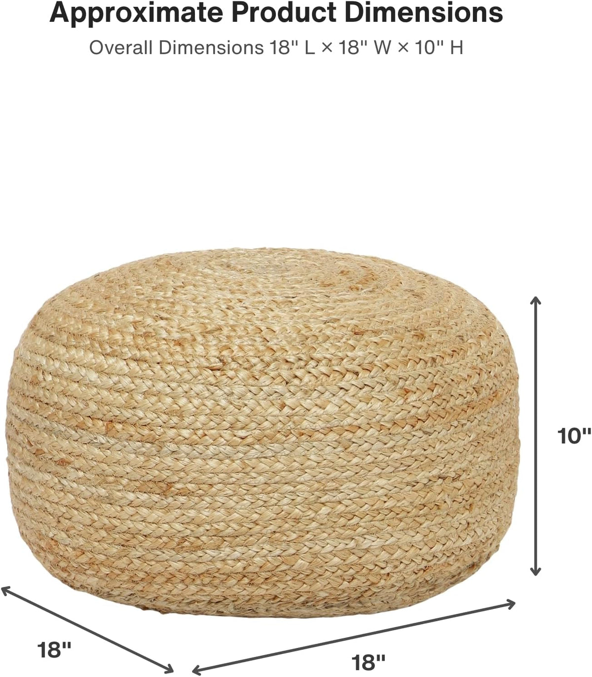 · REDEARTH · Jute Circular Low Pouf Ottoman - Boho Foot Stool - Natural