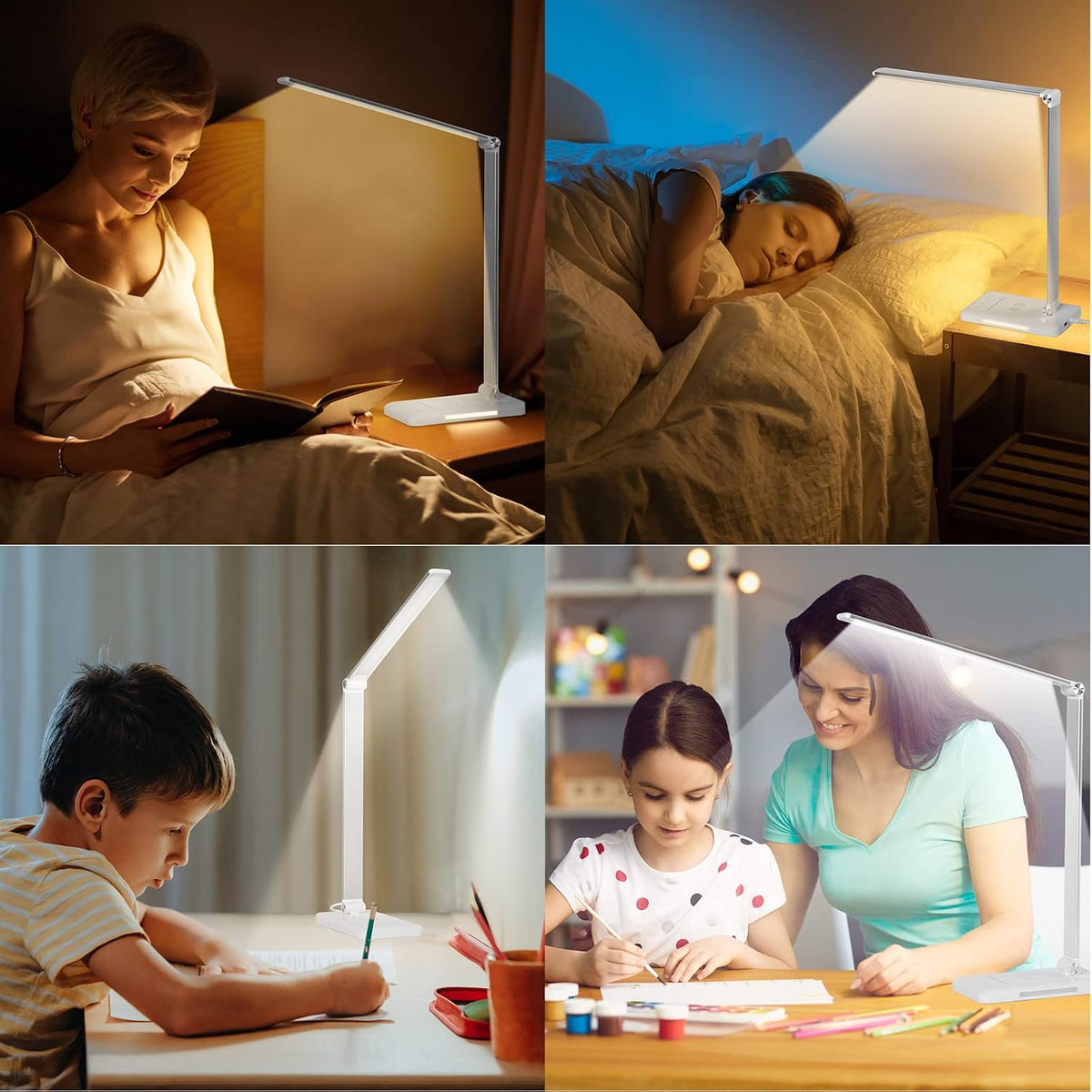 LED Desk Lamp with Wireless Charger, USB Charging Port, Night Light