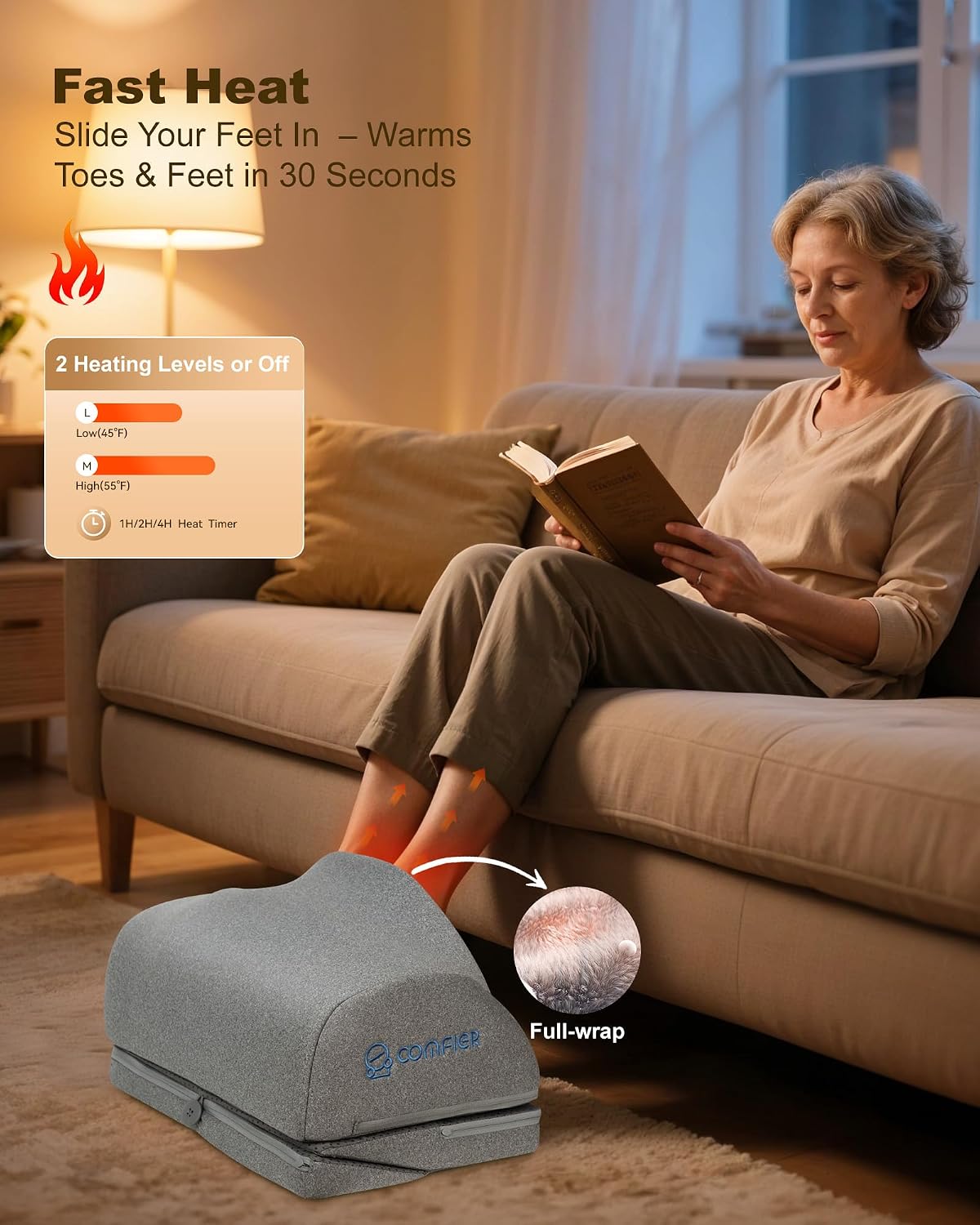 Comfier Under Desk Foot Rest at Work with Heat,Vibration,Ergonomic Heated Foo...