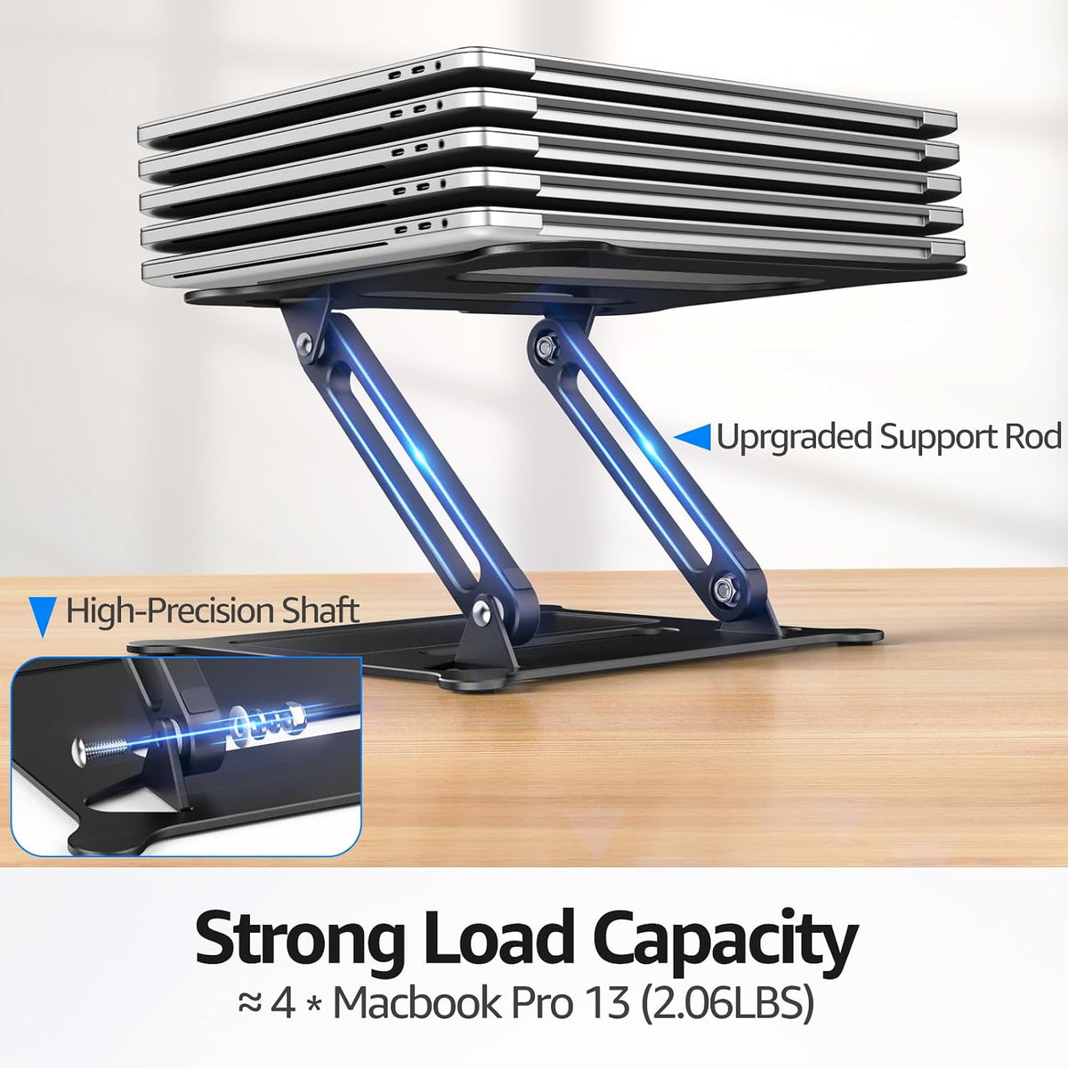 Urmust Adjustable Laptop Stand for Desk, 10-15.6โ Laptop Riser, Black