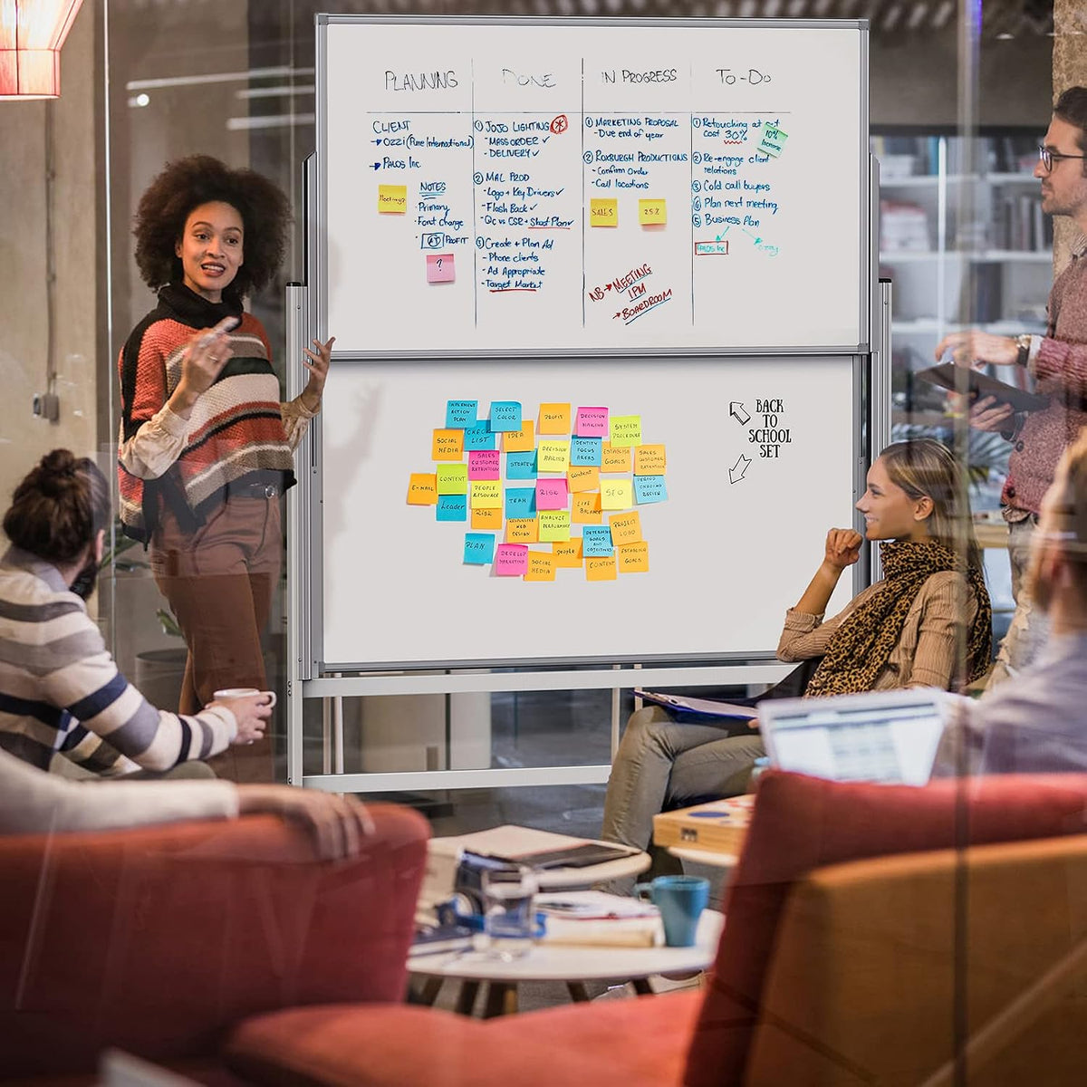 Maxtek 48 x 60 Large Mobile Dry Erase Board Magnetic Rolling Double-Sided