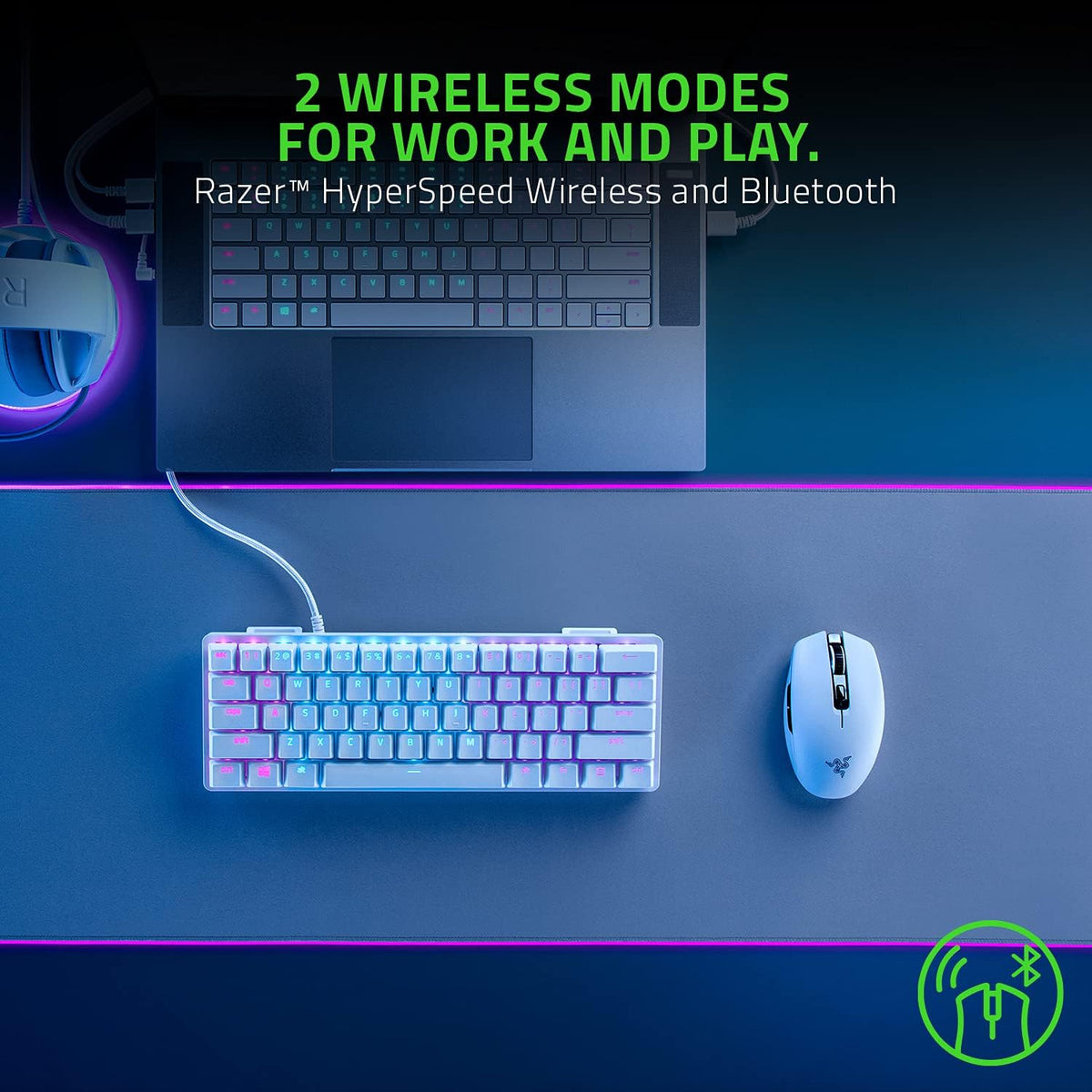 Razer Orochi V2 Wireless Gaming Mouse, 950 Hr Battery, 60g, White