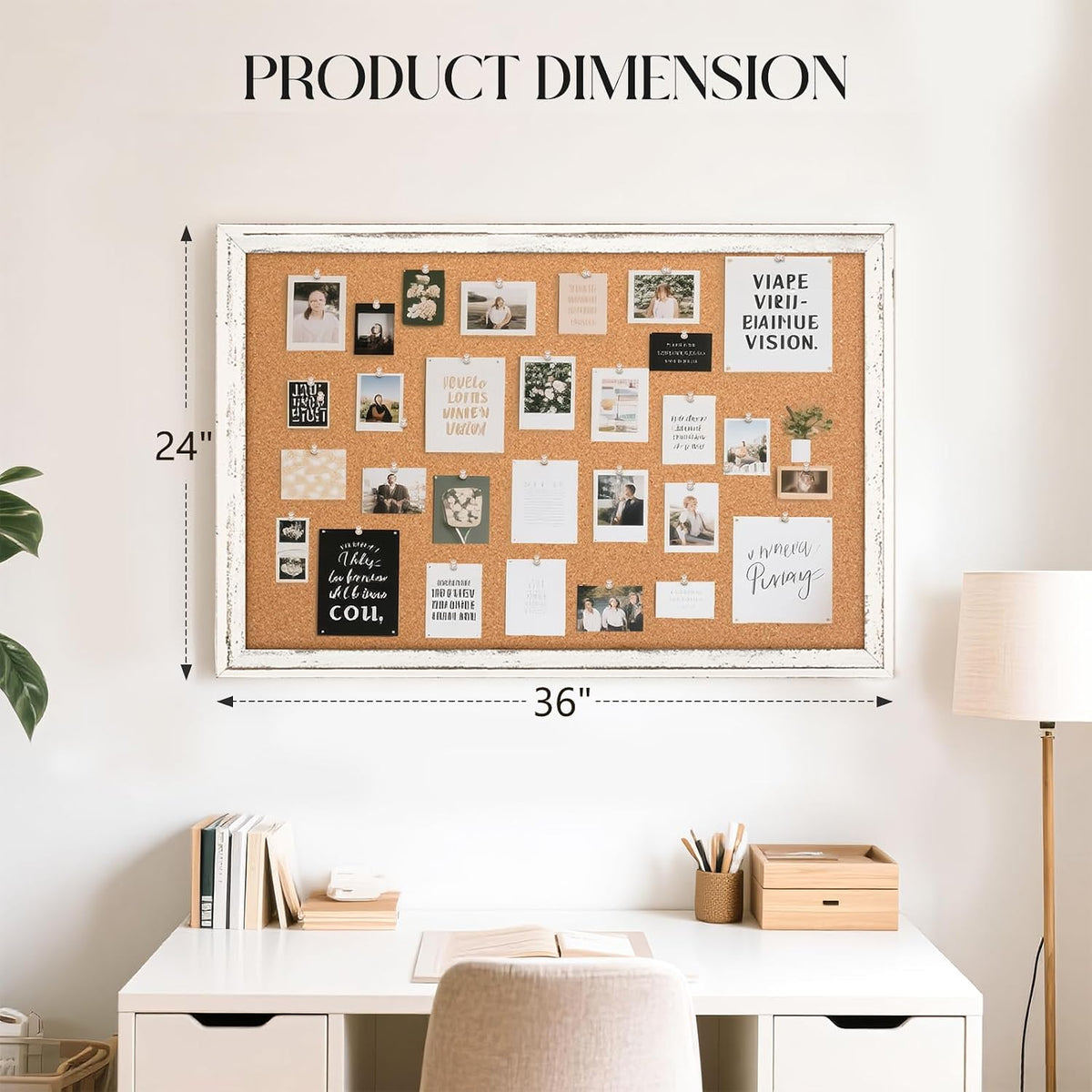 Cork Board Bulletin Board, 36"x24" Corkboard for Wall