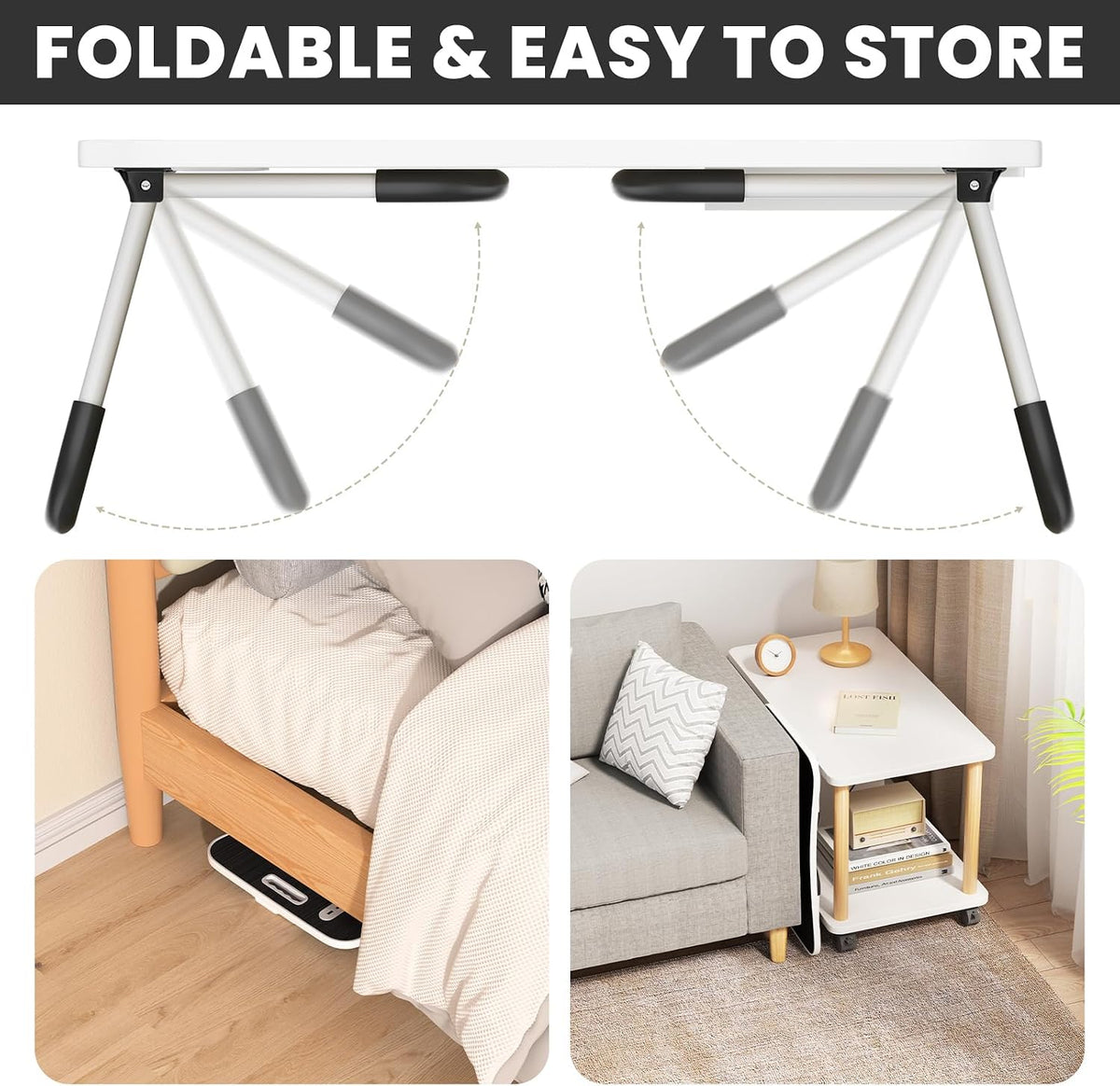 Lap Desk for Laptop Tray, Foldable Laptop Bed Desk with Storage Drawer