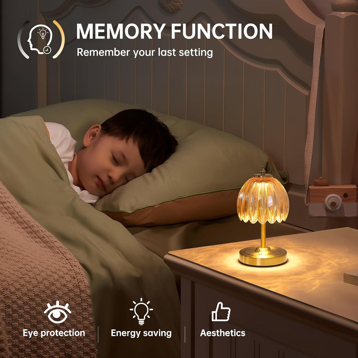 Shenmoyl Tulip Small Table Lamp, 5200mAh Cordless Touch Control Mini Table La...