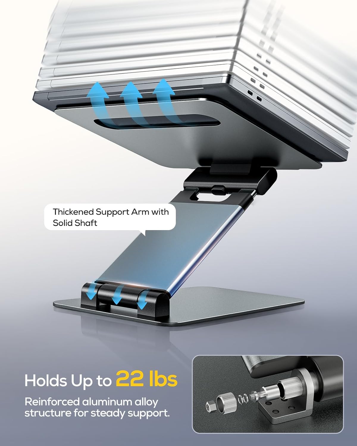 Nulaxy Pull-Out Height Adjustable Laptop Stand for Desk, 22 LB Support
