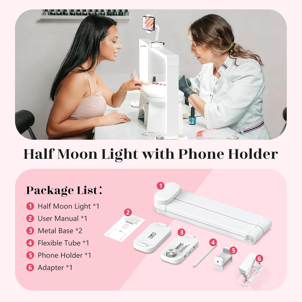 Yokilly Large Half Moon Light: 34" Shadow-Free Nail Light for Manicurist