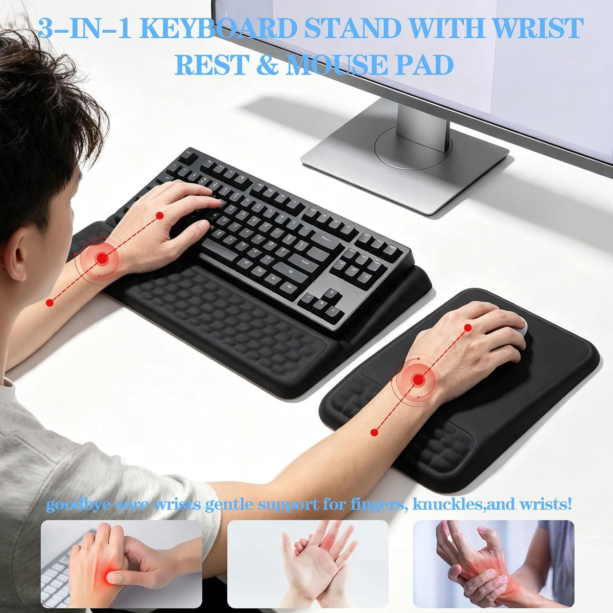 Computer Keyboard Stand with Wrist Rest and Mouse Pad Wrist Support
