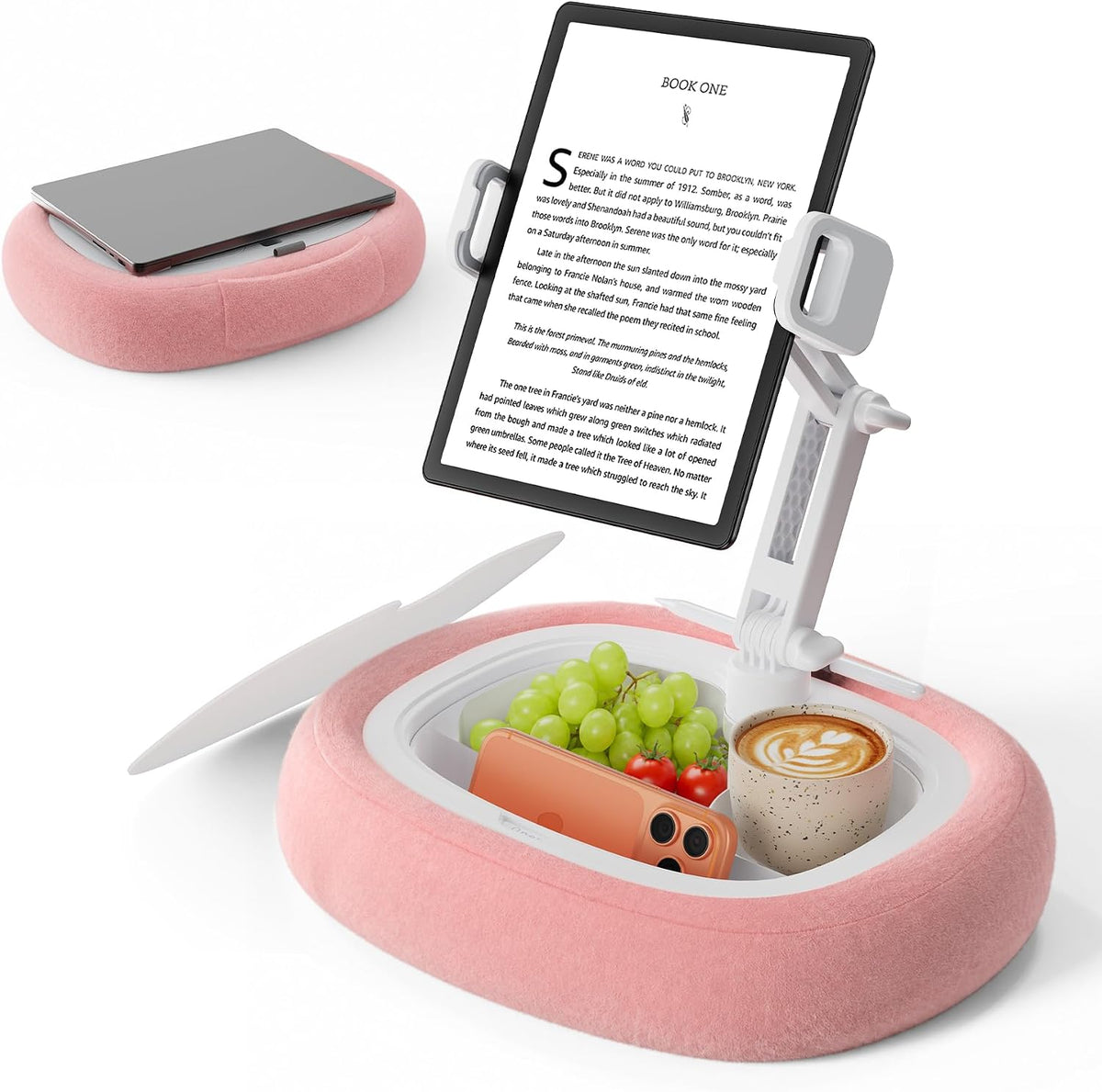 TAZENI Kindle Tablet Pillow Stand Accessories for Bed Reading, with 3 Trays