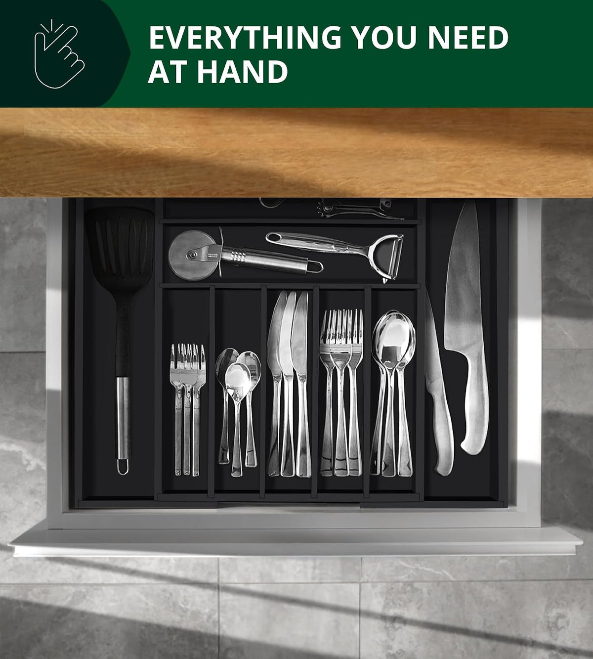 ROYAL CRAFT WOOD Luxury Bamboo Kitchen Drawer Organizer - Silverware Organize...