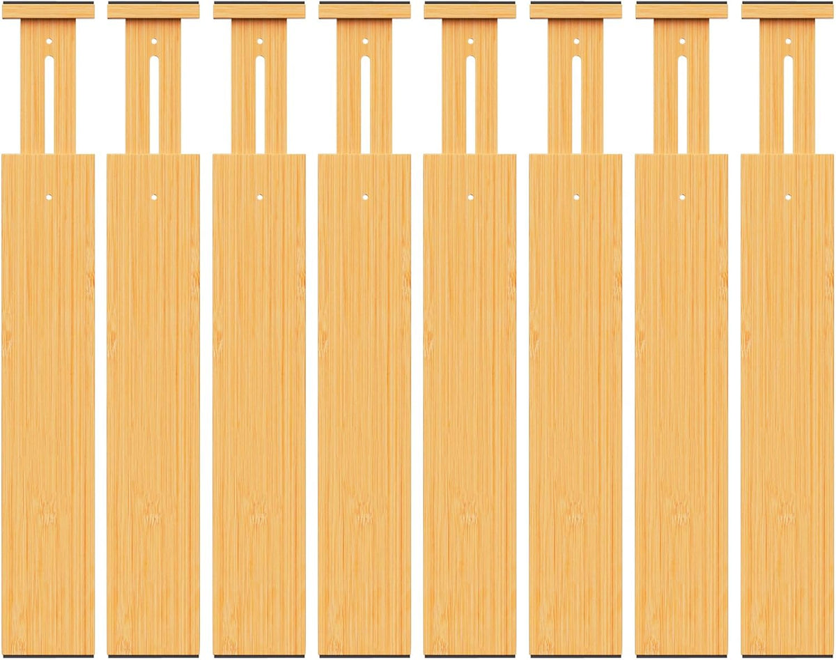 Bamboo Drawer Dividers Organizers, 2.56" High, 17"-21.8" Adjus...