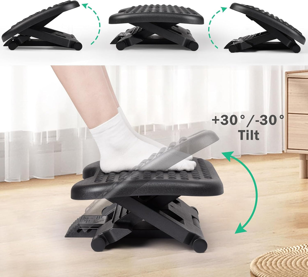 Auslar Foot Rest Under Desk at Work, Ergonomic Desk Footrest with Massage