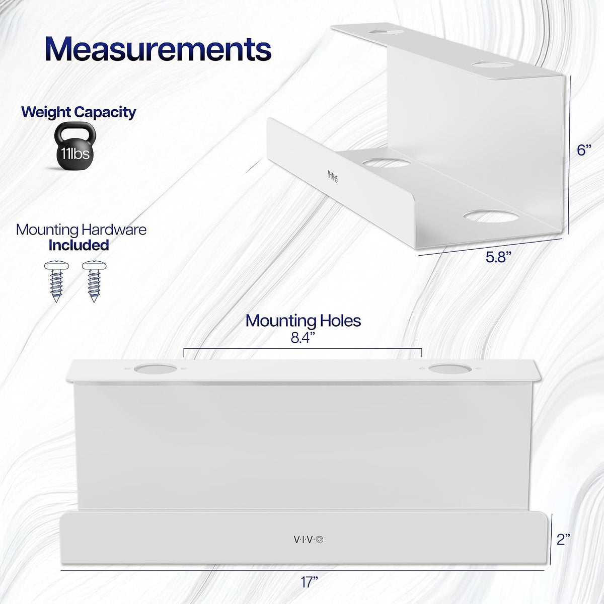 VIVO 2 Pack White 17 inch Extra Deep Cable Management Tray, DESK-AC16-2CW