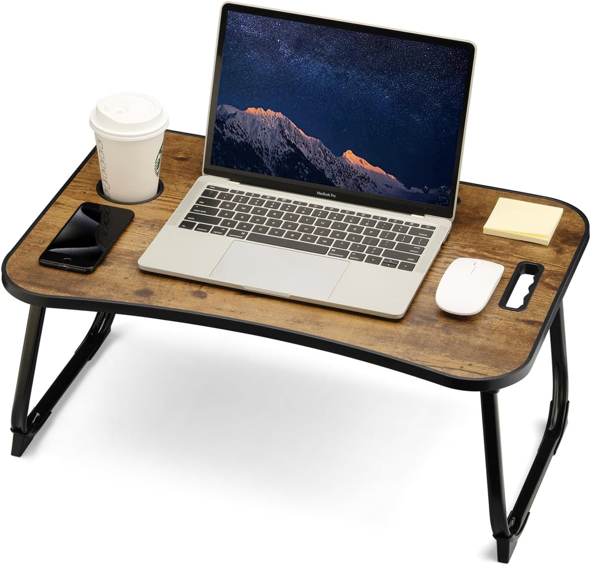 ZEAPTAC Foldable Lap Desk, Bed Desk, Bed Table & Laptop Stand w/Cup Holder