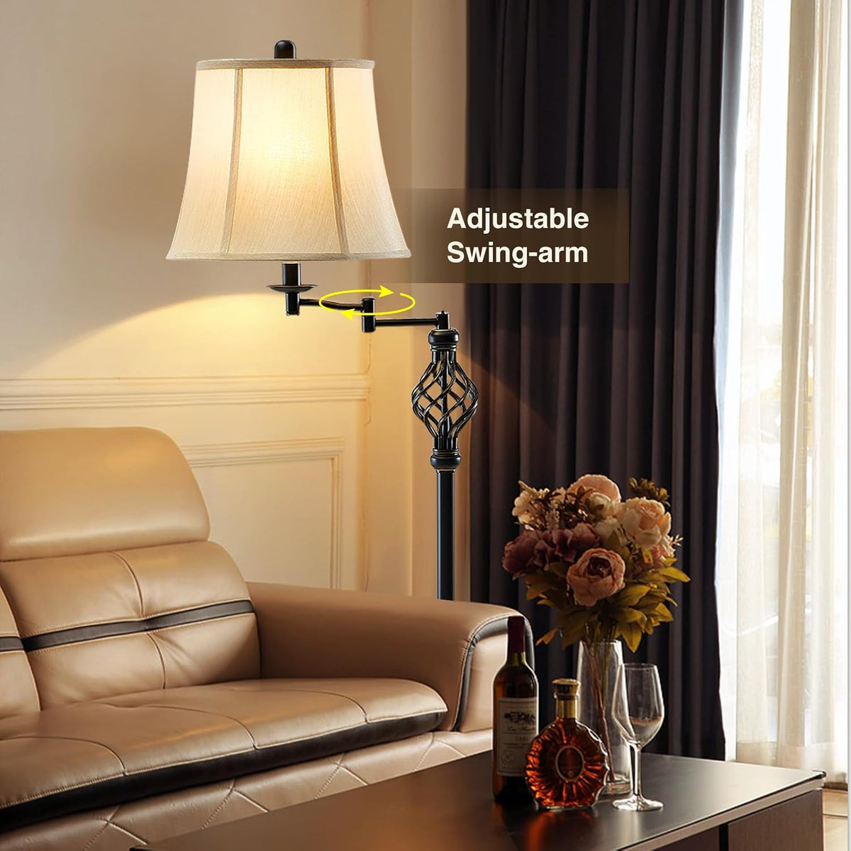 GyroVu Color Temperature Adjustable Floor lamp, Traditional 350° Adjustable S...