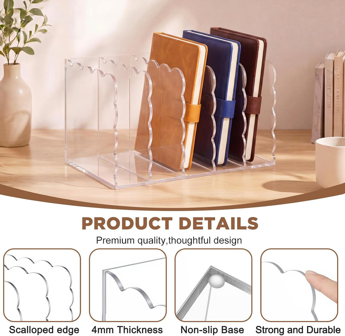 1 PC Scalloped Acrylic Magazine Holder, File Organizer, Standard Style