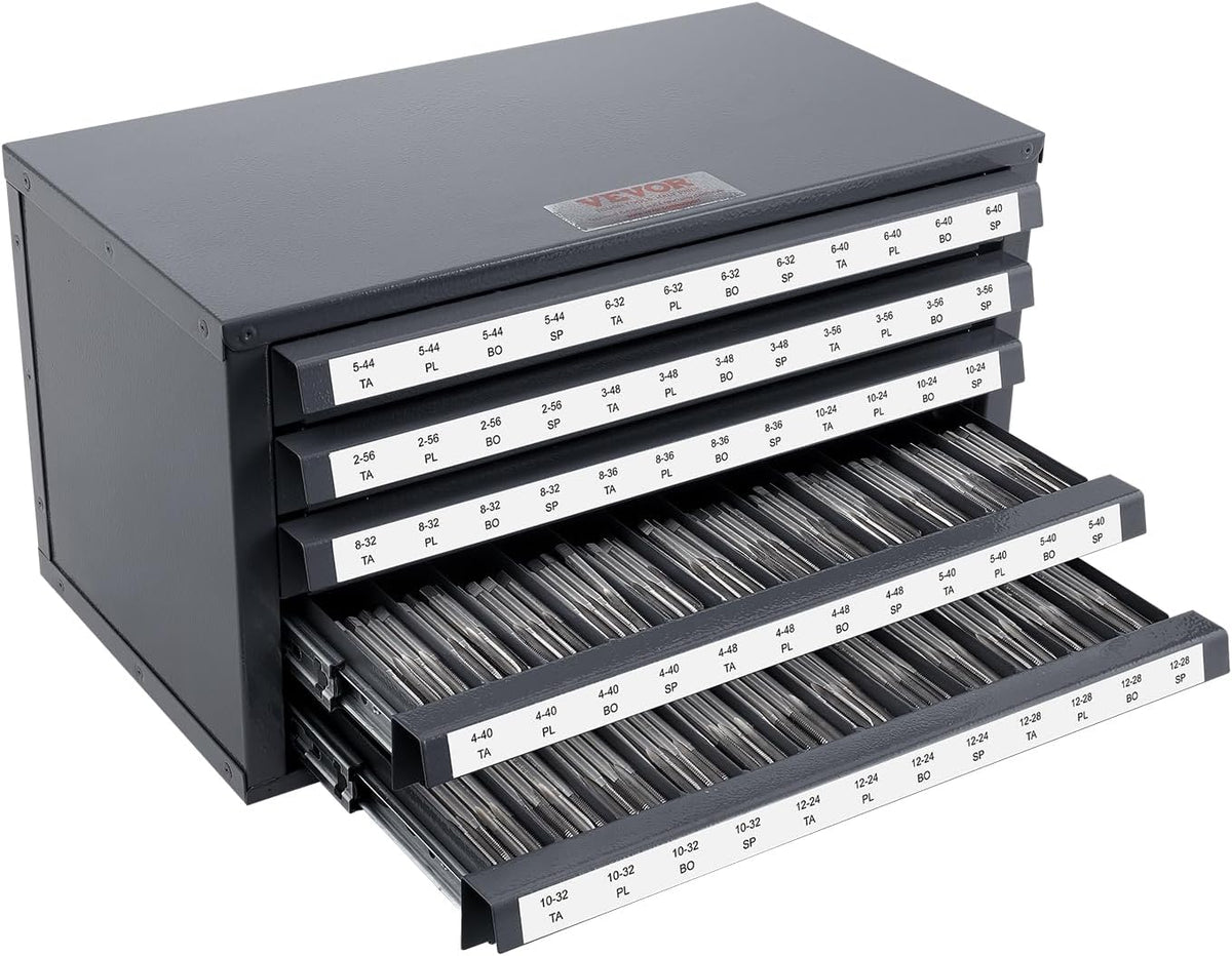 VEVOR Five-Drawer 2-56-#12-28 Steel Dispenser Organizer Labels, 60-Compartmen...