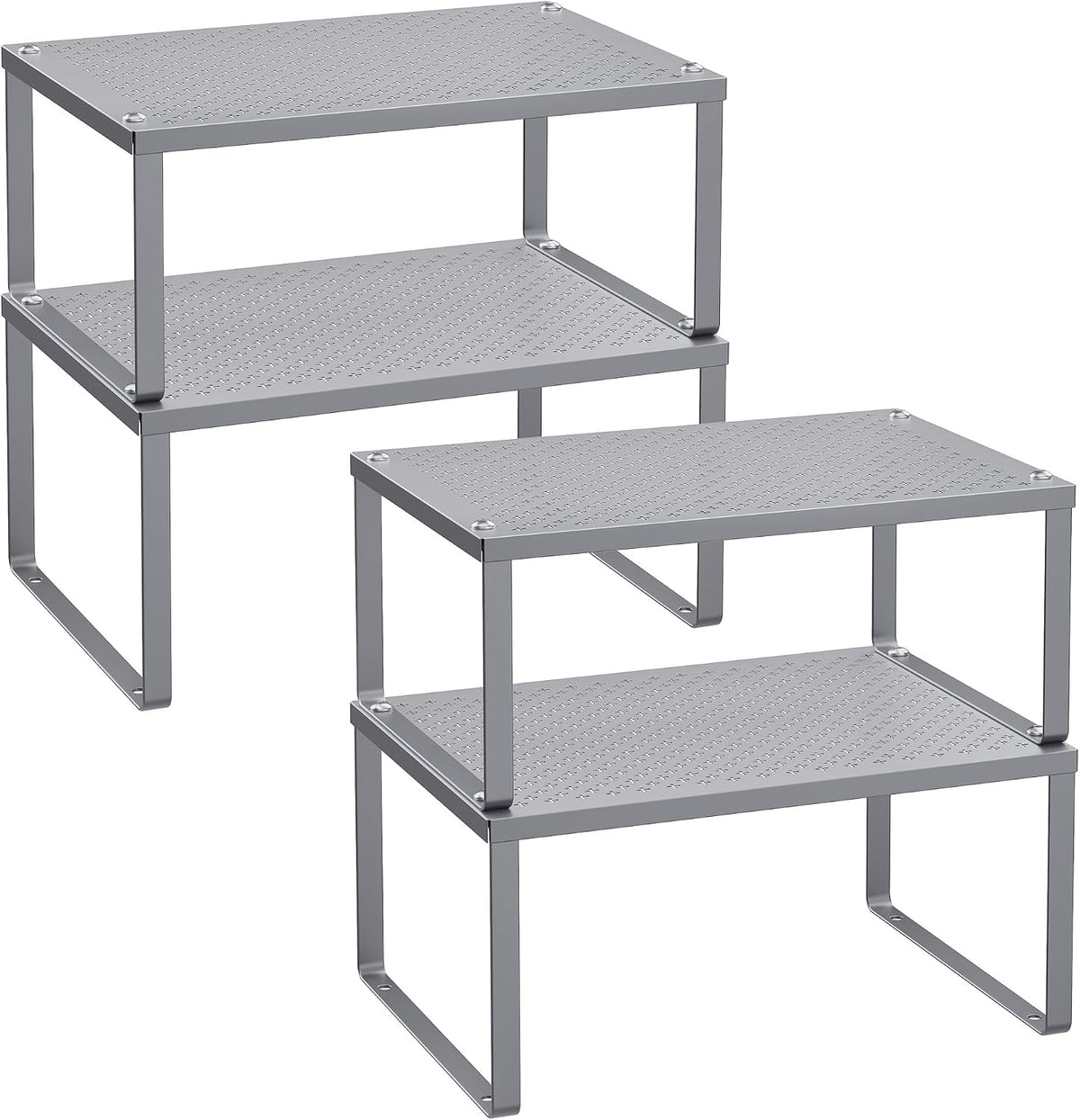 SONGMICS Set of 4 Metal Spice Racks, Stackable Expandable Shelf Risers