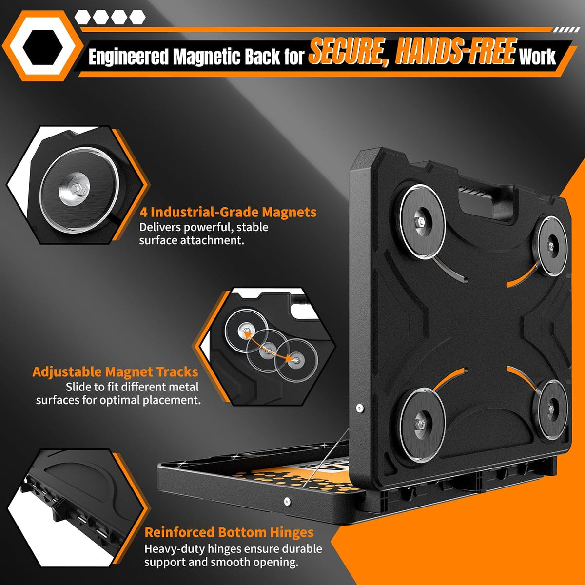 Portable Magnetic Workstation Case, Heavy-Duty Laptop Stand & Tool Organi...