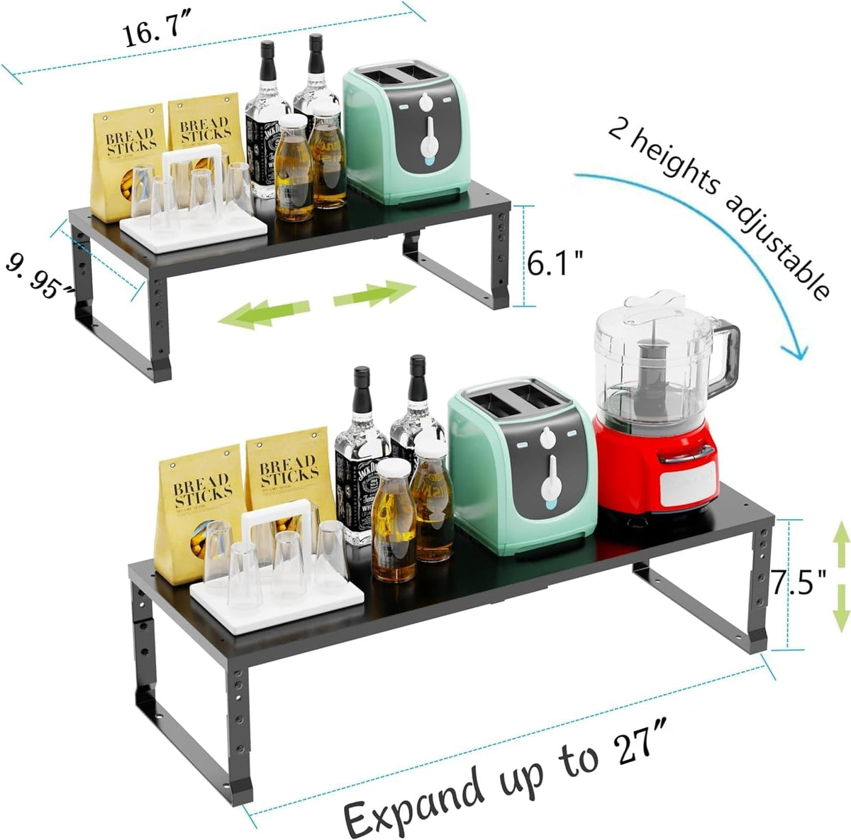 Jojocross Expandable Cabinet Shelf Organizer Storage Spice Rack Shelves for K...