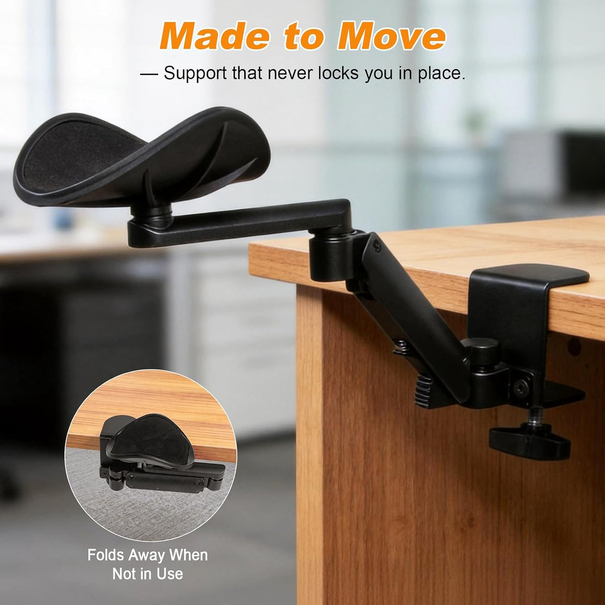 Adjustable Arm Rest for Desk, 360° Rotating and 6-Level Height Desk Arm Rest,...